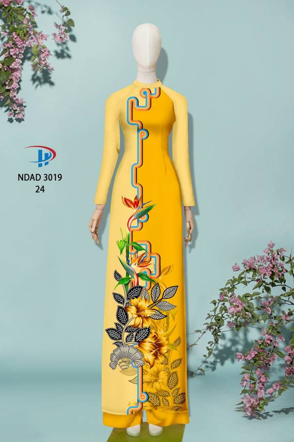Áo Dài Hoa In 3D thiết kế 2021 AD NDAD 3019