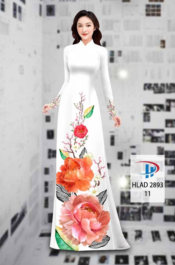 Áo Dài Hoa In 3D thiết kế 2021 AD HLAD 2893