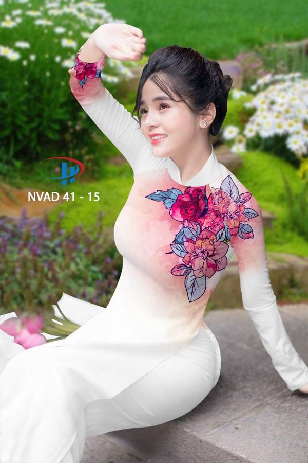 Áo Dài Hoa In 3D Vừa Ra  AD NVAD41