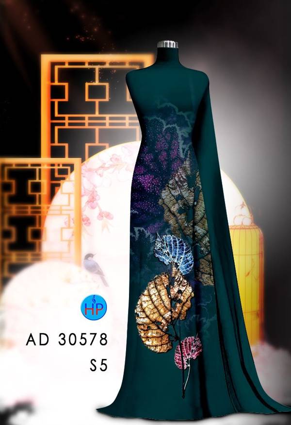 Áo Dài In Hình Lá Mới Ra AD 30578