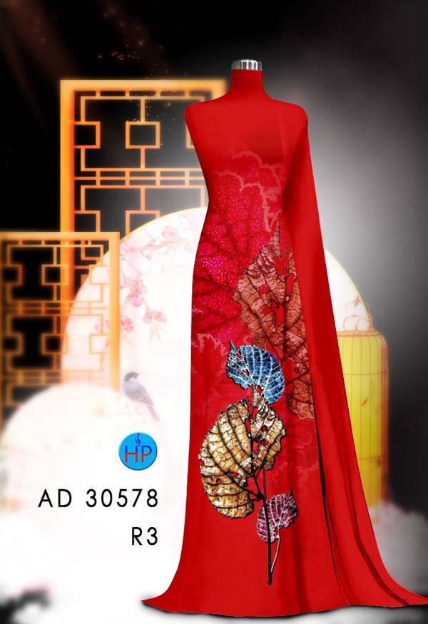 Áo Dài In Hình Lá Mới Ra AD 30578