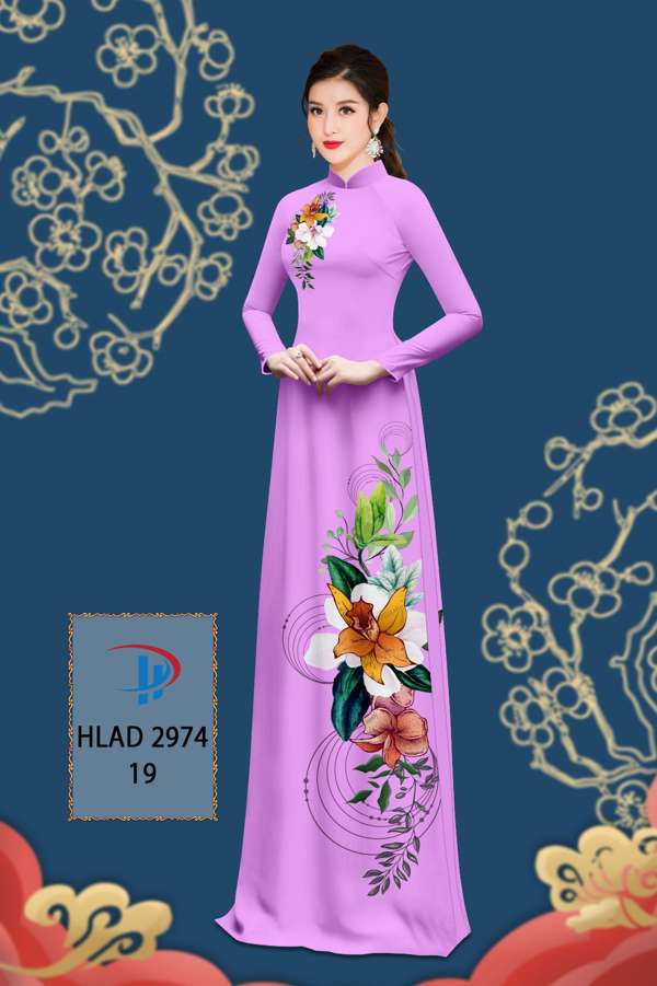 Áo Dài Hoa In 3D Vừa Ra  AD HLAD2974