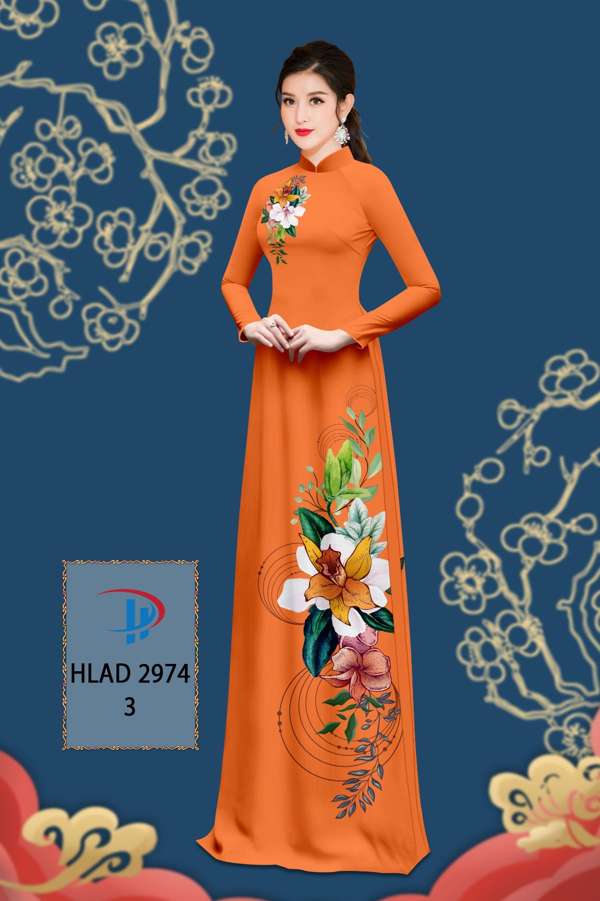 Áo Dài Hoa In 3D Vừa Ra  AD HLAD2974