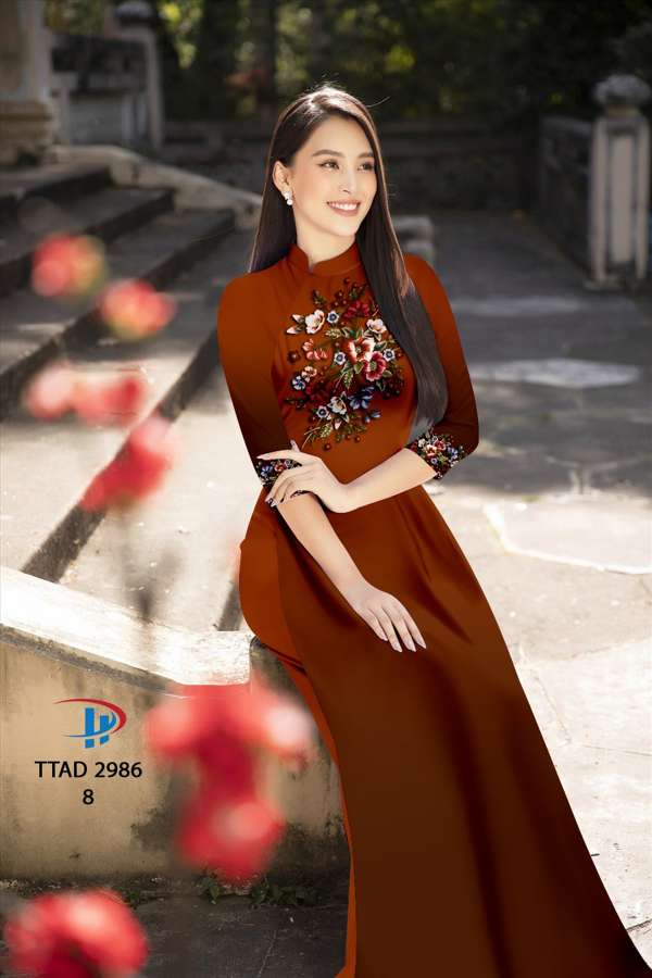 Áo Dài Hoa In 3D Thiết Kế 2021 AD TTAD2986