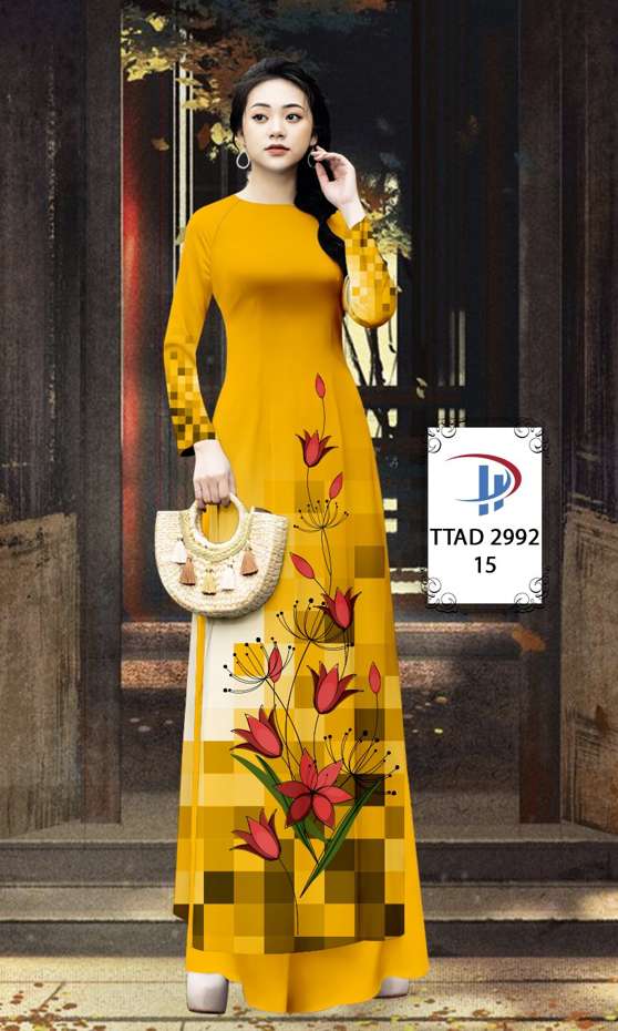 Áo Dài Hoa In 3D Thiết Kế 2021 AD TTAD2992