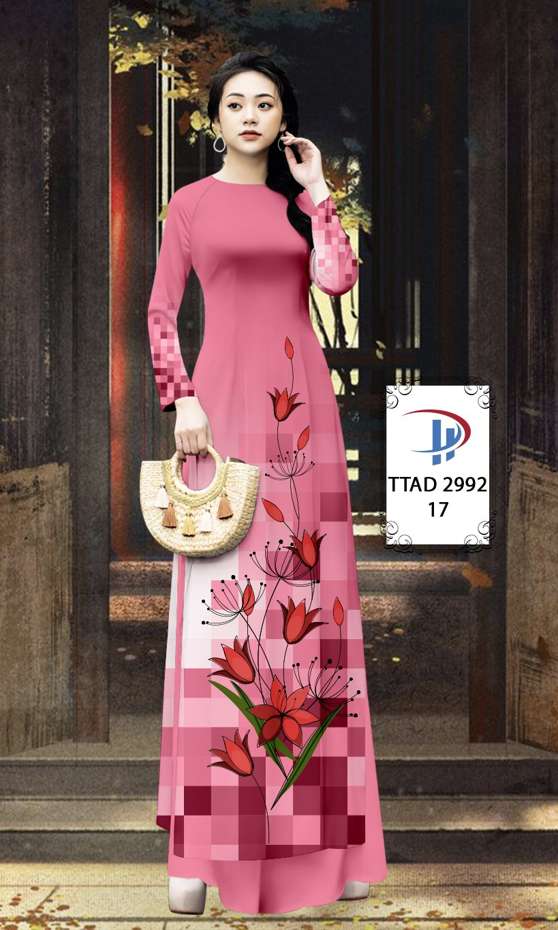 Áo Dài Hoa In 3D Thiết Kế 2021 AD TTAD2992