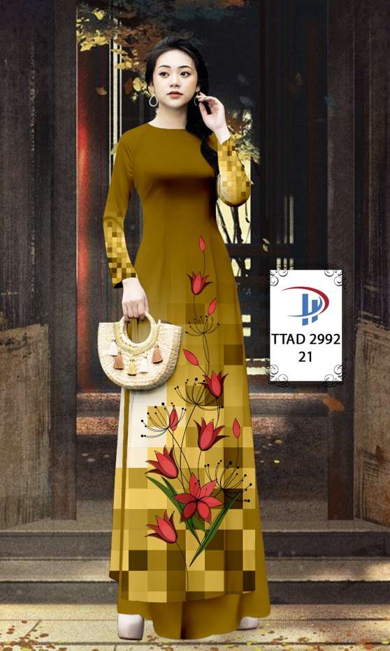 Áo Dài Hoa In 3D Thiết Kế 2021 AD TTAD2992