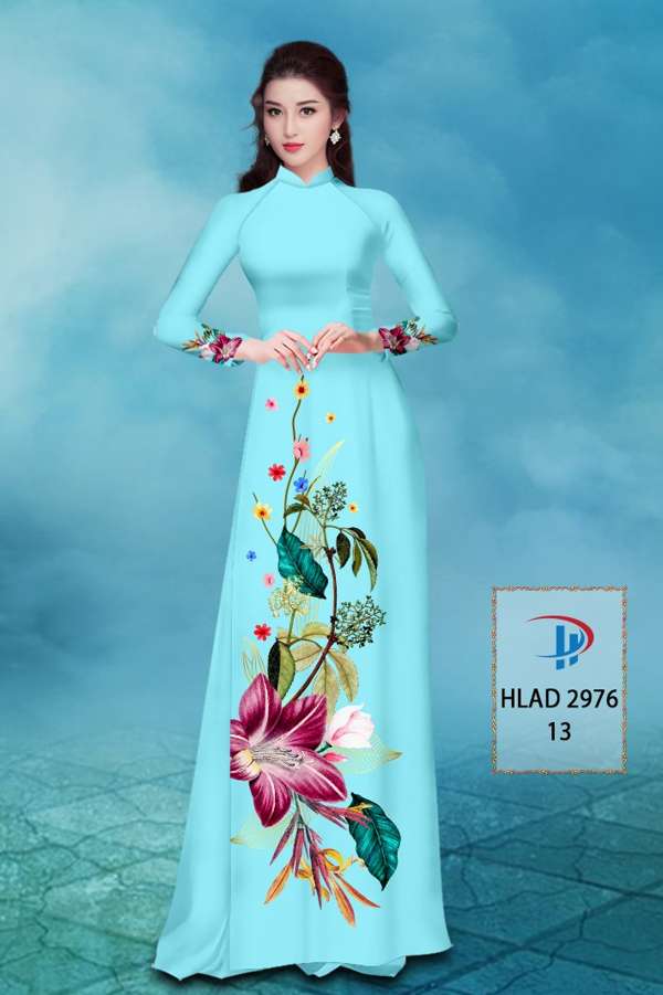 Áo Dài Hoa In 3D Thiết Kế 2021 AD HLAD2976