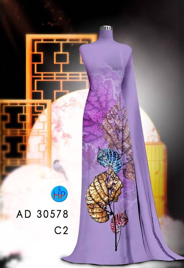 Áo Dài In Hình Lá Mới Ra AD 30578