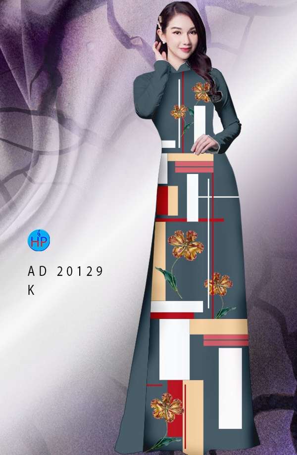 Áo Dài Hoa In 3D Mới Ra AD 20129