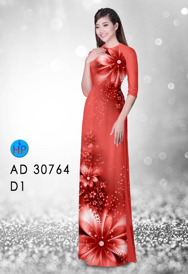 Áo Dài Hoa In 3D Thiết Kế 2021 AD 30764