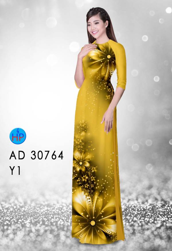 Áo Dài Hoa In 3D Thiết Kế 2021 AD 30764